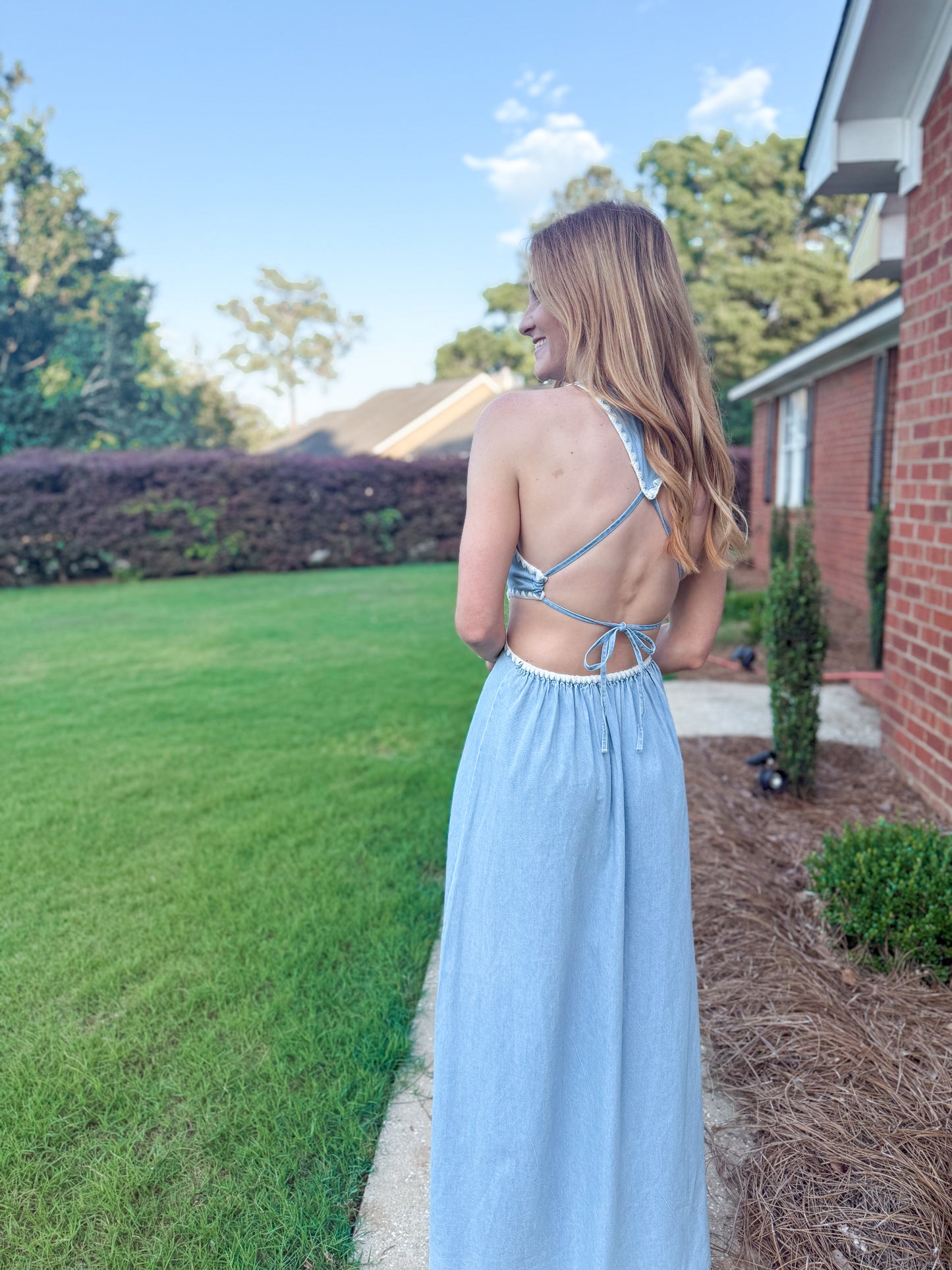 Lucky You Denim Maxi Dress